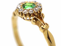 Edwardian 18ct Gold, Green Garnet & Diamond Cluster Ring