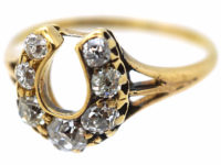 Victorian 18ct Gold Horseshoe Shape Ring set with Diamonds