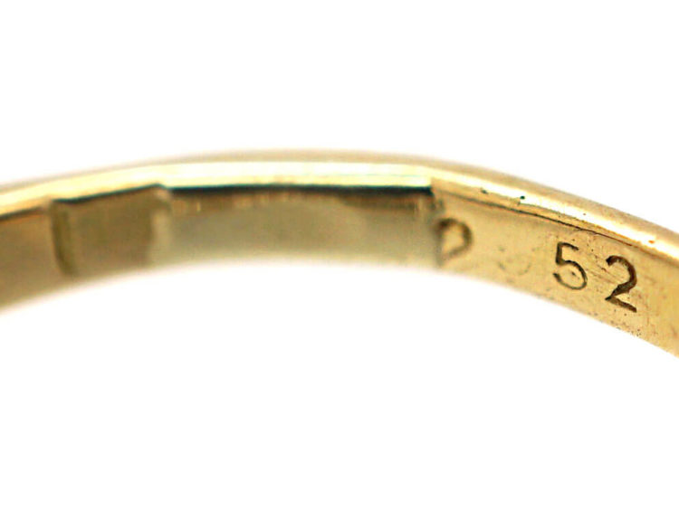 Victorian 18ct Gold, Emerald & Diamond Carved Half Hoop Ring