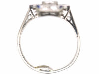 Art Deco Platinum, Diamond & Sapphire Rectangular Geometric Ring