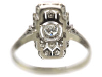 Art Deco Platinum, Diamond & Sapphire Rectangular Geometric Ring
