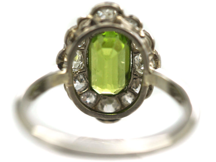 Edwardian Platinum, Peridot & Diamond Ring