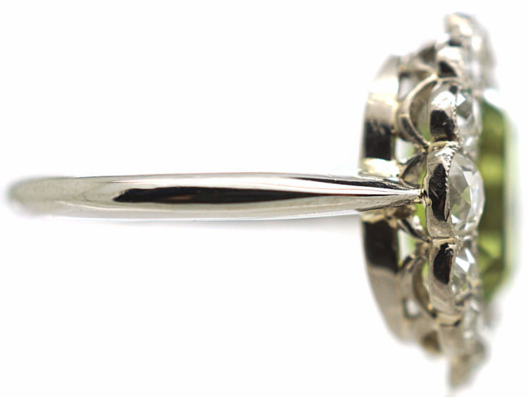 Edwardian Platinum, Peridot & Diamond Ring