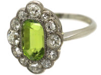 Edwardian Platinum, Peridot & Diamond Ring