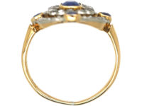 Edwardian 18ct Gold, Sapphire & Rose Diamond Open Cluster Ring