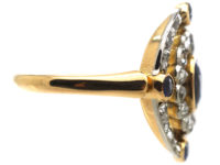 Edwardian 18ct Gold, Sapphire & Rose Diamond Open Cluster Ring