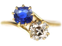 Edwardian 18ct Gold, Sapphire & Diamond Crossover Ring