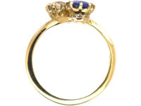Edwardian 18ct Gold, Sapphire & Diamond Crossover Ring
