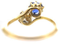Edwardian 18ct Gold, Sapphire & Diamond Crossover Ring