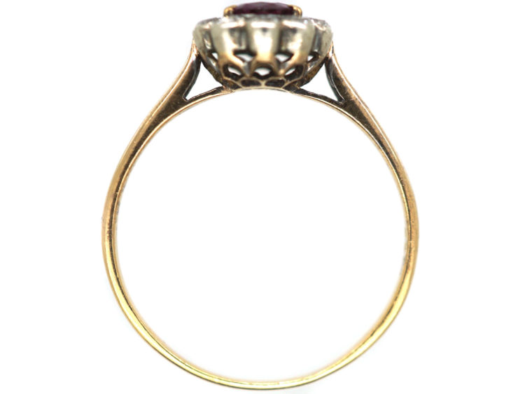 Edwardian 18ct Gold & Platinum, Ruby & Diamond Cluster Ring