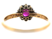 Edwardian 18ct Gold & Platinum, Ruby & Diamond Cluster Ring