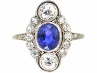 Art Deco Platinum, Sapphire & Diamond Ring