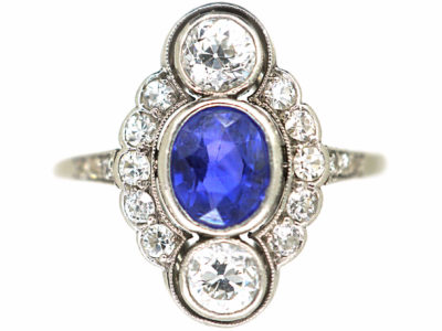 Art Deco Platinum, Sapphire & Diamond Ring