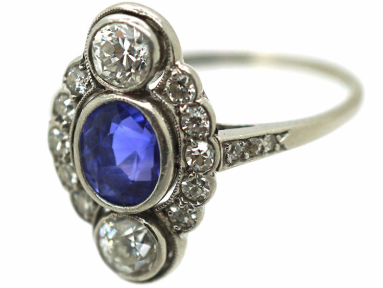 Art Deco Platinum, Sapphire & Diamond Ring