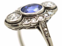Art Deco Platinum, Sapphire & Diamond Ring