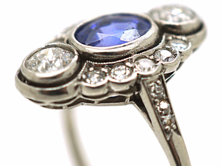 Art Deco Platinum, Sapphire & Diamond Ring