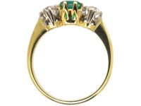 18ct Gold, Emerald & Diamond Three Stone Ring