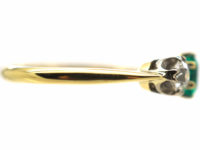 18ct Gold, Emerald & Diamond Three Stone Ring