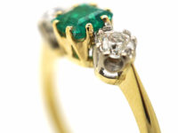 18ct Gold, Emerald & Diamond Three Stone Ring