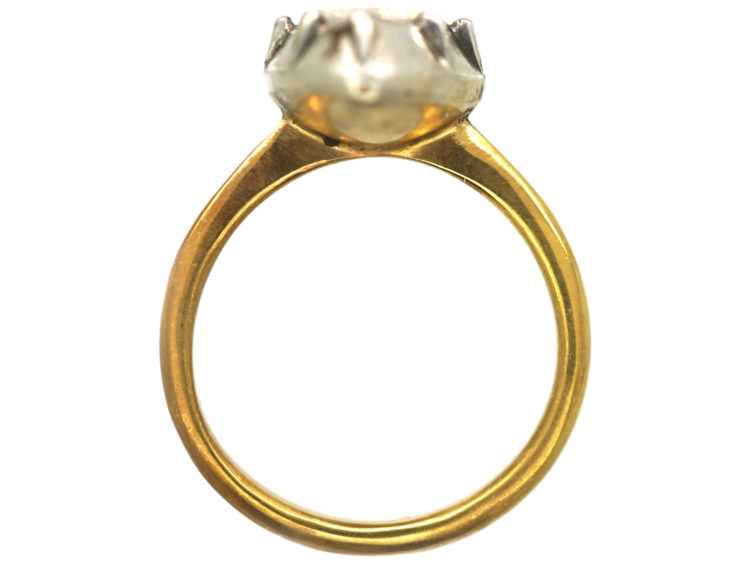 18ct Gold & Silver Pear Shaped Large Rose Diamond Ring
