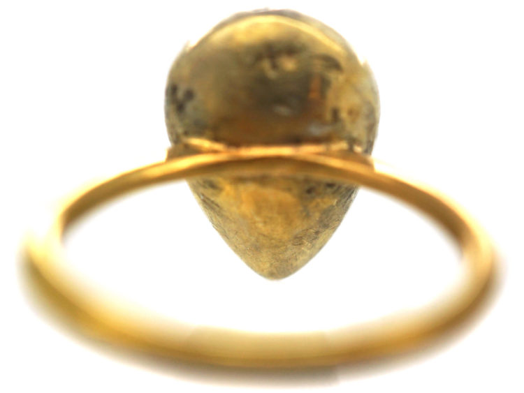 18ct Gold & Silver Pear Shaped Large Rose Diamond Ring