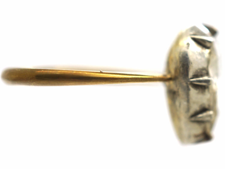 18ct Gold & Silver Pear Shaped Large Rose Diamond Ring