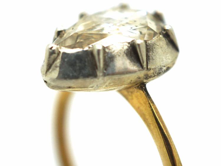 18ct Gold & Silver Pear Shaped Large Rose Diamond Ring