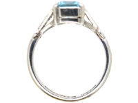 Art Deco 18ct White Gold & Platinum, Aquamarine & Diamond Ring
