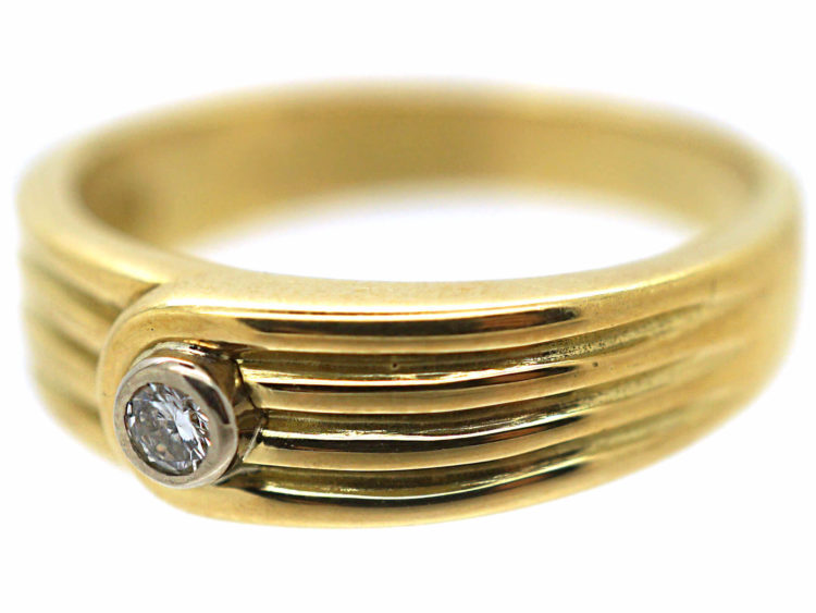 18ct Gold Buckle Ring set with a Diamond