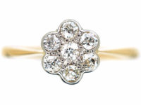 Edwardian 18ct Gold, Platinum & Diamond Daisy Cluster Ring