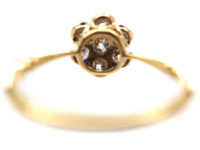 Edwardian 18ct Gold, Platinum & Diamond Daisy Cluster Ring