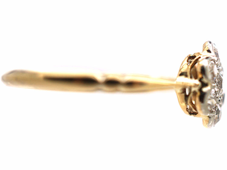 Edwardian 18ct Gold, Platinum & Diamond Daisy Cluster Ring