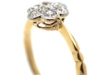 Edwardian 18ct Gold, Platinum & Diamond Daisy Cluster Ring