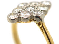 Edwardian 18ct Gold & Platinum, Diamond Shaped Cluster Ring set with Diamonds