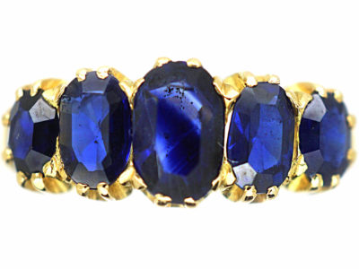 Victorian 18ct Gold Five Stone Sapphire Ring