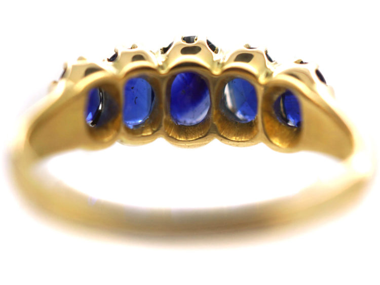 Victorian 18ct Gold Five Stone Sapphire Ring