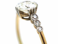 Art Deco 18ct Gold & Platinum, Diamond Solitaire Ring with Diamond Set Shoulders
