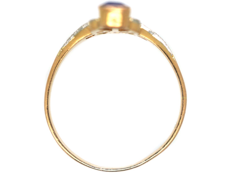 Art Nouveau 18ct Gold & Platinum, Sapphire & Rose Diamonds Ring