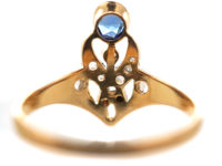 Art Nouveau 18ct Gold & Platinum, Sapphire & Rose Diamonds Ring