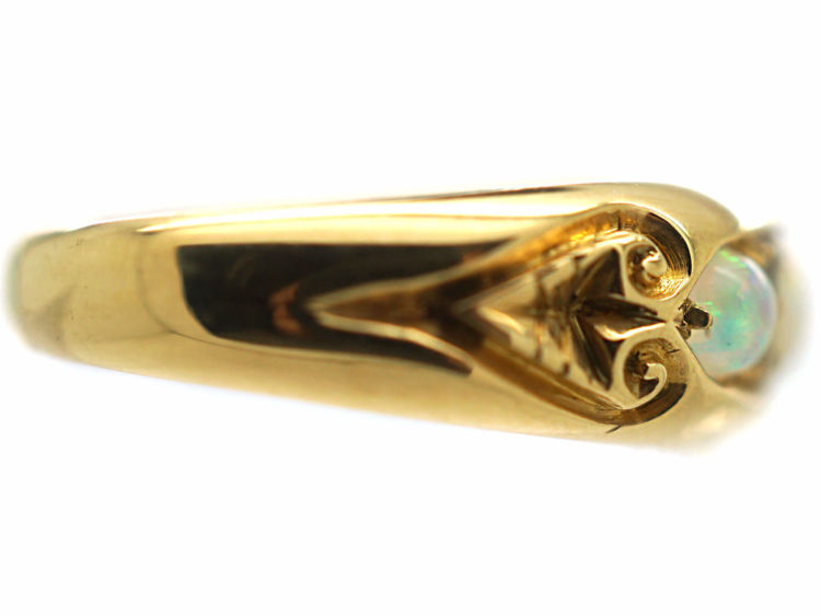 Edwardian 18ct Gold, Opal & Diamond Three Stone Ring