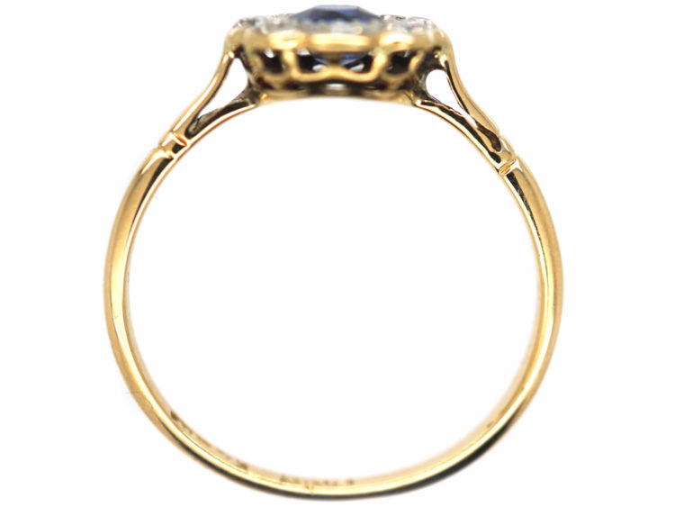 Edwardian 18ct Gold & Platinum, Sapphire & Diamond Cluster Ring