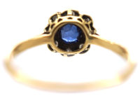Edwardian 18ct Gold & Platinum, Sapphire & Diamond Cluster Ring