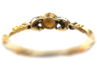 Georgian 18ct Gold, White Enamel, Natural Split Pearl & Rose Diamond Ring