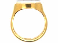 Edwardian 18ct Gold Signet Ring with Onyx Intaglio of a Rearing Horse with Flag