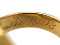 Edwardian 18ct Gold Signet Ring with Onyx Intaglio of a Rearing Horse with Flag
