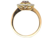 Art Deco 18ct Gold & Platinum, Diamond & Ruby Target Ring