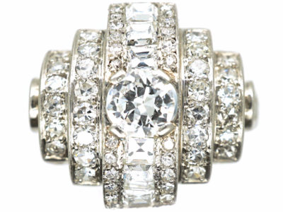 Art Deco 18ct White Gold & Diamond Curve Design Ring Art Deco 18ct White Gold & Diamond Curve Design Ring
