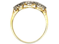 Edwardian 18ct Gold & Platinum & Diamond Triple Cluster Ring