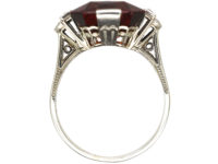 Art Deco 18ct White Gold, Madeira Citrine & Diamond Ring