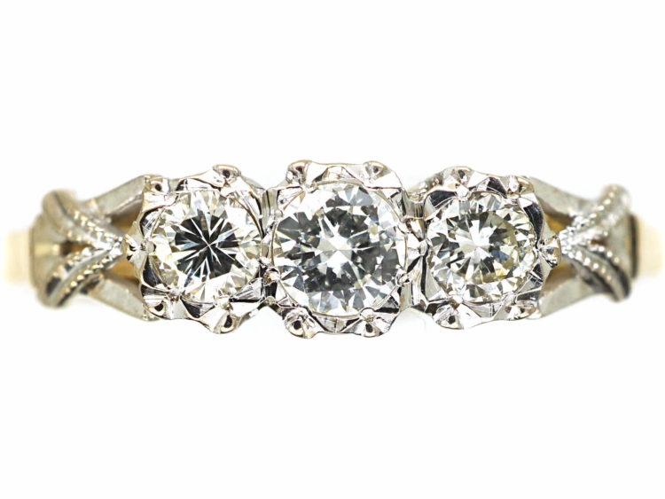 18ct Gold & Platinum, Three Stone Diamond Ring